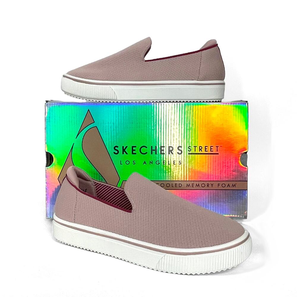 Skechers Poppy 2.0 Trimmed Out Slip Ons Sneakers Sz 10 New $75 Mauve Stretch Fit